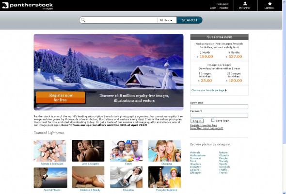 Screenshot pantherstock